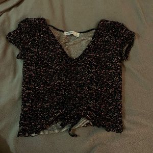 Holister crop top with red flowers, size small